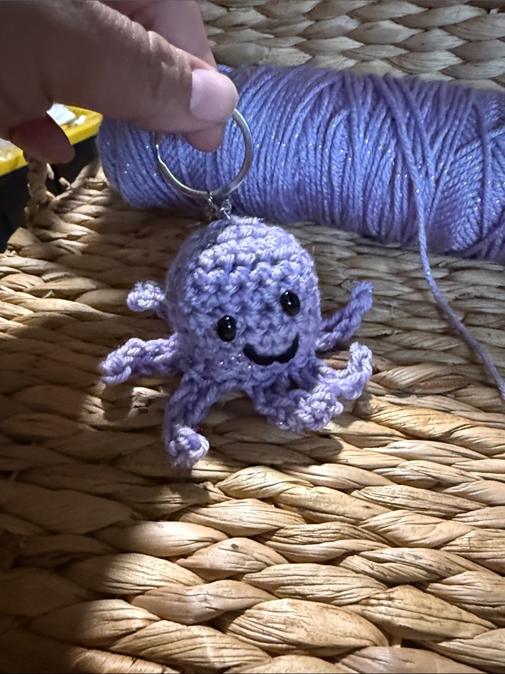 Mini Handmade Lavender Crochet Octopus Keychain - Cute Kids Accessory